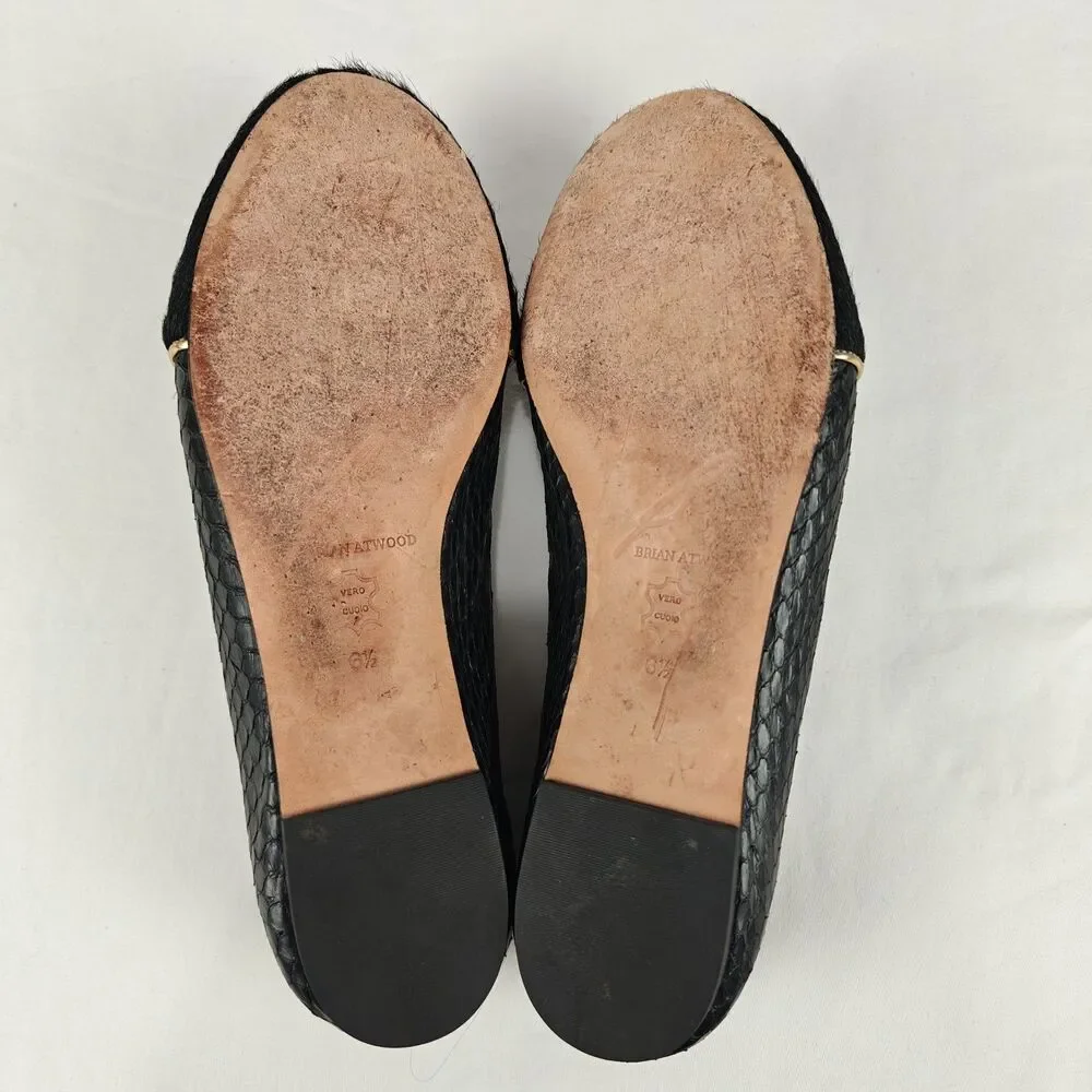 Brian Atwood Claudelle Calf Hair Snakeskin Loafer Size 6.5 Old Money Minimalist